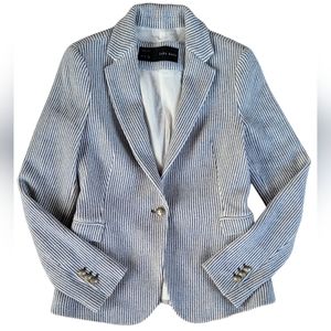 ZARA Blazer Navy White Pinstripe